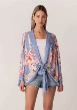 Load image into Gallery viewer, 4172-Spring Floral Patchwork Tie Front Kimono Top
