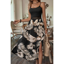 Load image into Gallery viewer, 5133-Tropical Print Guipure Lace Insert Split Dress
