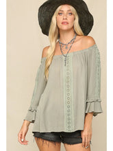 Load image into Gallery viewer, 5152-Lightweight Flowy Top with An Off Shoulder-OLIVE
