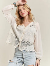 Load image into Gallery viewer, 5934-Button Down Embroidered Woven Blouse-BEIGE
