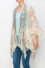 Load image into Gallery viewer, 5983-Classic All Lace Cardigan with Tiered Layers-LT TURQ
