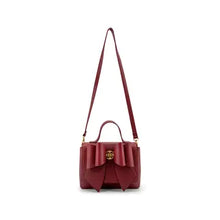Load image into Gallery viewer, 6472- Linda Double Bow Vegan Leather Crossbody Bag-RED
