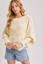 Load image into Gallery viewer, 6361- Poncho Style Dolman Sleeved Open Knit Sweater-ECRU
