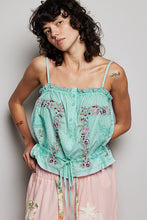 Load image into Gallery viewer, 5967- POL-Sleeveless Embroidered Trim Top- MINT

