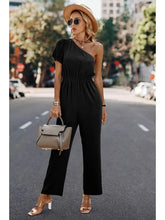 Load image into Gallery viewer, 5130-One Shoulder High Waist Fit Jumpsuit-BLACK

