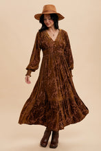 Load image into Gallery viewer, 4691-Velvet Burnout Maxi Dress-MOCHA
