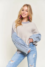 Load image into Gallery viewer, 5405-COLORBLOCK Sweater Top Denim Sleeve
