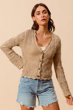 Load image into Gallery viewer, 4903-TEXTURE KNITTED SWEATER CARDIGAN WITH SCALLOPED EDGE
