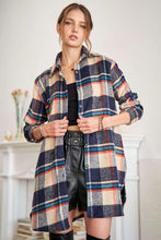Load image into Gallery viewer, 5404-CHECK Flannel Shirt Jacket Long Sleeve-NAVY/TAUPE
