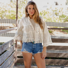 Load image into Gallery viewer, 5885-Bohemian Breeze Artisan Lace Shrug Ruffle Jacket
