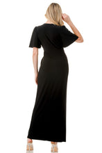 Load image into Gallery viewer, 5434-Flutter Sleeve Maxi Dress-BLACK
