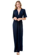 Load image into Gallery viewer, 5435-Flutter Sleeve Maxi Dress-NAVY
