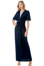 Load image into Gallery viewer, 5435-Flutter Sleeve Maxi Dress-NAVY
