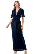 Load image into Gallery viewer, 5435-Flutter Sleeve Maxi Dress-NAVY
