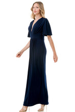 Load image into Gallery viewer, 5435-Flutter Sleeve Maxi Dress-NAVY
