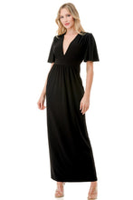 Load image into Gallery viewer, 5434-Flutter Sleeve Maxi Dress-BLACK
