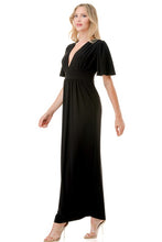 Load image into Gallery viewer, 5434-Flutter Sleeve Maxi Dress-BLACK
