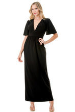 Load image into Gallery viewer, 5434-Flutter Sleeve Maxi Dress-BLACK
