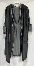 Load image into Gallery viewer, 4511-SEQUIN WINGS AND HEART RAW EDGE CARDIGAN HOODIE
