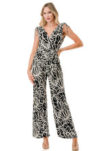 Load image into Gallery viewer, 4499-SURPLICE FRONT WAIST TIE JUMPSUIT-BLK/WHITE
