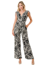 Load image into Gallery viewer, 4499-SURPLICE FRONT WAIST TIE JUMPSUIT-BLK/WHITE
