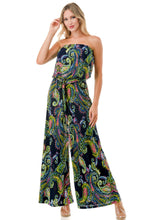 Load image into Gallery viewer, 4397-WIDE LEG JUMPSUIT W/ RING BELT-NAVY PAISLEY
