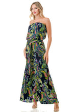 Load image into Gallery viewer, 4397-WIDE LEG JUMPSUIT W/ RING BELT-NAVY PAISLEY
