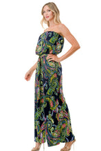 Load image into Gallery viewer, 4397-WIDE LEG JUMPSUIT W/ RING BELT-NAVY PAISLEY
