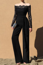 Load image into Gallery viewer, 3842-OFF SHOULDER LACE JUMPSUIT -BLACK
