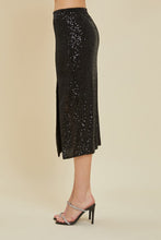 Load image into Gallery viewer, 3891-SEQUIN MIDI SKIRT-BLACK
