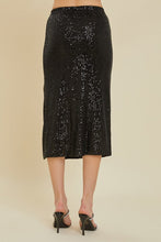 Load image into Gallery viewer, 3891-SEQUIN MIDI SKIRT-BLACK
