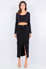 Load image into Gallery viewer, 3704-CARGO POCKET DENIM MAXI SKIRTS-BLACK
