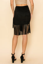 Load image into Gallery viewer, 5692-SUEDE FRINGE SKIRT WITH STUDS-BLACK
