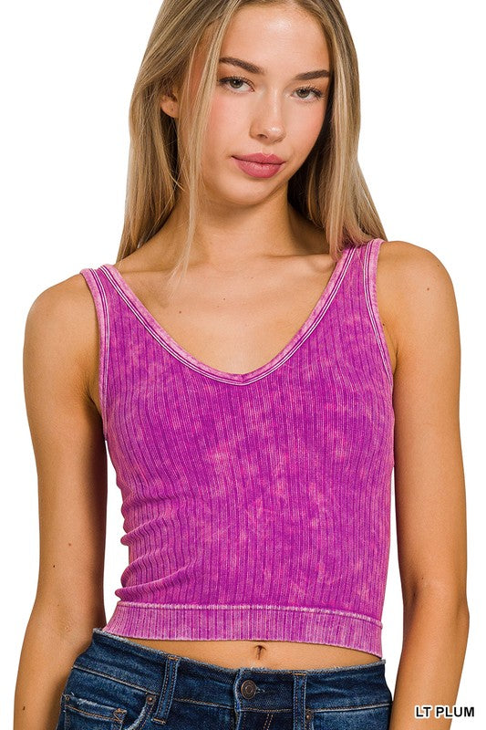 3850-2WAY WASHED RIBBED CROPPED TANK TOP-LT PLUM