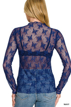 Load image into Gallery viewer, 6629-Lace See-through Layering Top-NAVY
