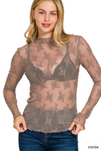Load image into Gallery viewer, 6628-Lace See-through Layering Top-COCOA
