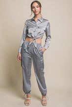 Load image into Gallery viewer, 5620-Satin Full-length Pants With Elastic Waist-GREY
