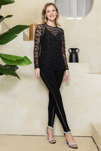 Load image into Gallery viewer, 5205-LACE SEE-THROUGH LONG-SLEEVE TOP-BLACK
