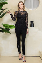 Load image into Gallery viewer, 5205-LACE SEE-THROUGH LONG-SLEEVE TOP-BLACK
