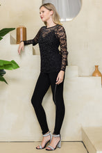 Load image into Gallery viewer, 5205-LACE SEE-THROUGH LONG-SLEEVE TOP-BLACK
