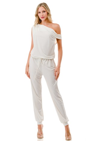 5186-Off Shoulder Jumpsuit-IVORY