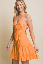 Load image into Gallery viewer, 4422-Laced Paneled Tie Back Dress-TANGERINE
