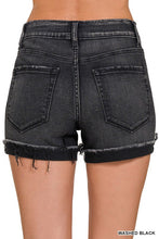 Load image into Gallery viewer, 4575-WASHED BLACK CUFFED RAW HEM DENIM SHORTS
