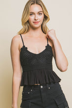 Load image into Gallery viewer, 4402-Lace Knit Top-BLACK
