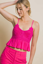 Load image into Gallery viewer, 4418-Lace Knit Top-fushcia

