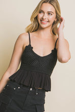 Load image into Gallery viewer, 4402-Lace Knit Top-BLACK
