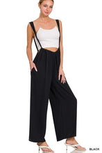 Load image into Gallery viewer, 4178-WOVEN TIE BACK SUSPENDER JUMPSUIT WITH POCKETS
