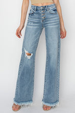 Load image into Gallery viewer, 4572-RISEN - MID RISE BUTTON DOWN WIDE LEG JEANS
