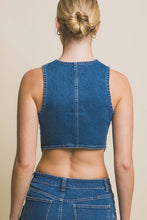 Load image into Gallery viewer, 4406-Denim Buttoned Vest Top-BLUE
