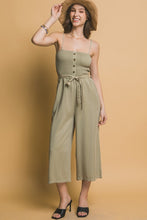 Load image into Gallery viewer, 5164-Smocked Wide Leg Cropped Jumpsuit-OLIVE
